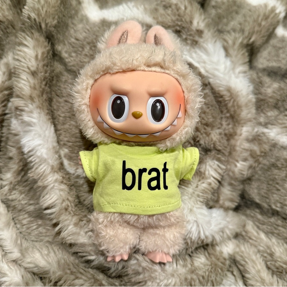 Labubu shirt tee t-shirt BRAT - handmade - lime color